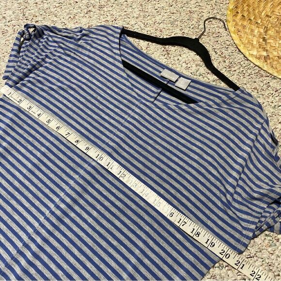 Kenar Coastal Blue Stripe Rayon V Neck Summer Dress Women Size Medium - Picture 4 of 5